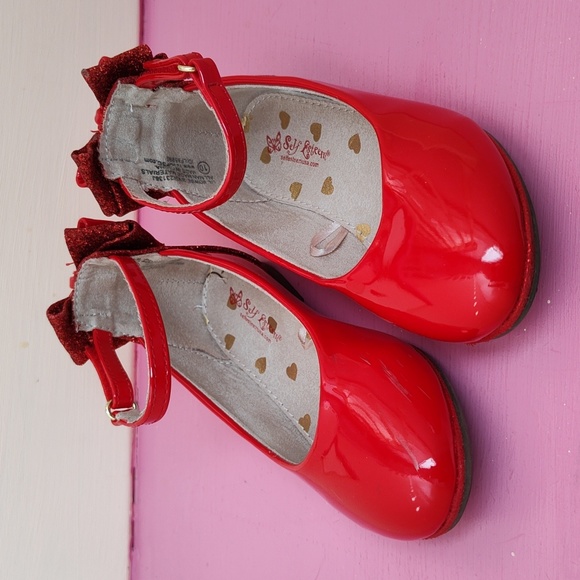 Little Girls Red Glitter Patent Bow Flats size 10 toddler - Picture 2 of 5
